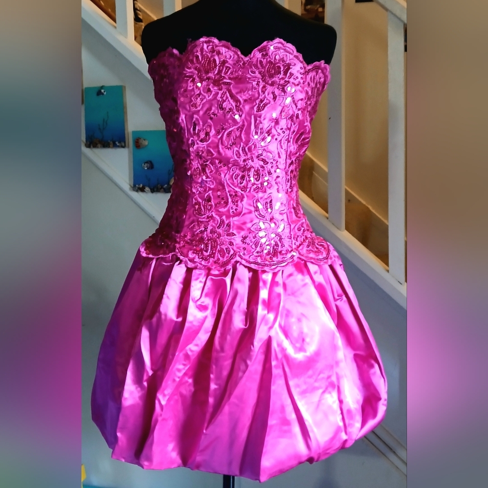 Gunne Sax Pink Lace Mini Dress
